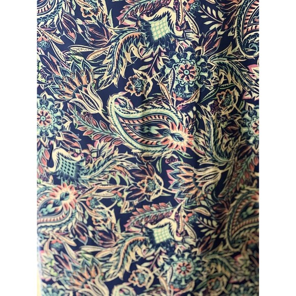 Caribbean Joe Dress L Rayon Paisley Blues Flutter Elbow Sleeves Flowy Boho Chic - Picture 7 of 14